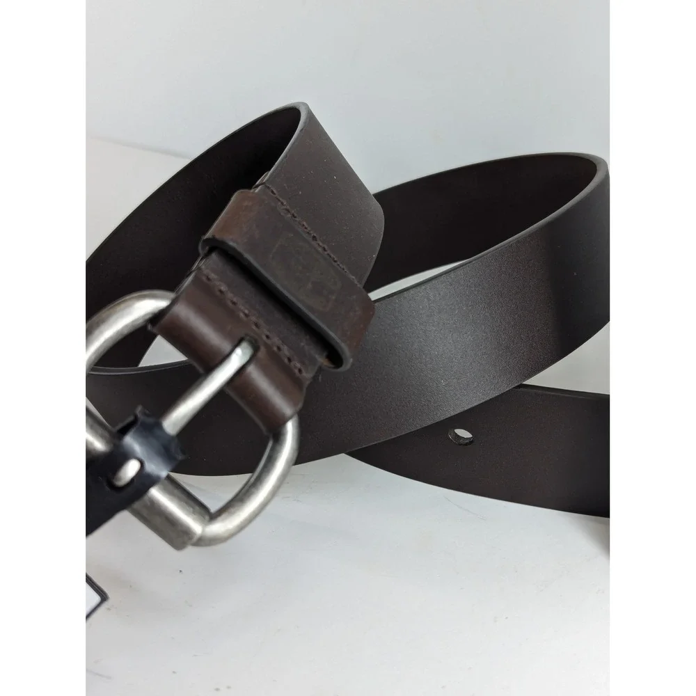 John Deere Mens Dark Brown Solid Genuine Leather Belt Size 32 4581500 NEW